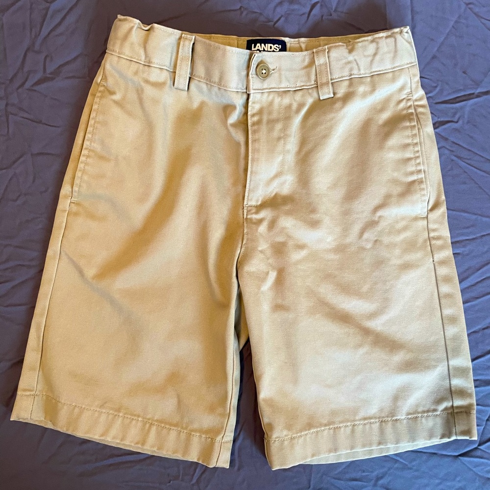 Boys size 10 Lands End cotton khaki Chino school uniform shorts